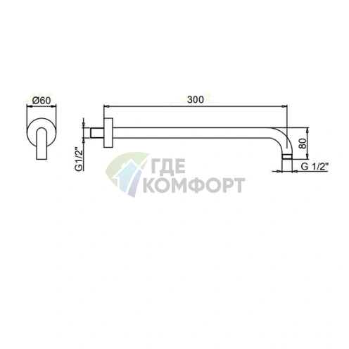 Кронштейн Fantini Nostromo для верхнего душа настенный 30 см хром (86 02 8027) - фото 2
