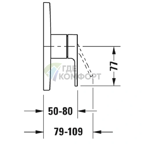 Смеситель для душа Duravit B.3 скрытого монтажа с переключателем потоков, хром (B34210012010) - фото 2