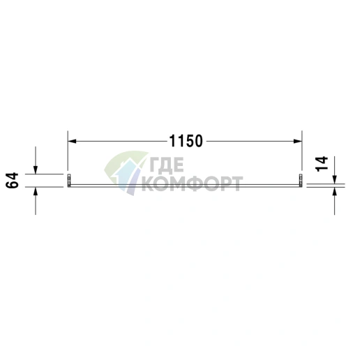 Полотенцесушитель Duravit D-Code квадратный 1150 мм хром (30331000) - фото 2