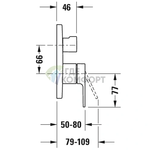 Смеситель для душа Duravit B.3 скрытого монтажа с переключателем и перепускным клапаном (хром) (B35210012010) - фото 2