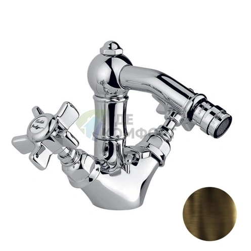 Смеситель для биде Nicolazzi Dames Anglaises с двумя ручками, донным клапаном и изливом 127 мм в цвете тёмная бронза (1434DB18) - фото 1