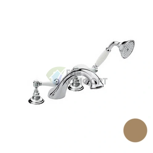 Смеситель для ванны Nicolazzi с ручным душем, 4 отверстия, цвет тёмная бронза (1404BZ78) - фото 1