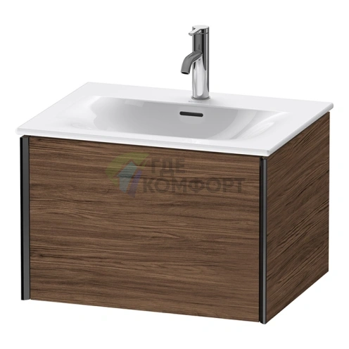 Подвесная тумба Duravit XViu 610x800x480 мм для раковины, цвет walnut dark/черный матовый (XV40320B221) - фото 1