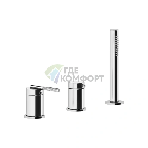 Gessi Ingranaggio Смеситель для ванны на 3 отверстия с функцией наполнения и лейкой в цвете хром (63547#031) - фото 1