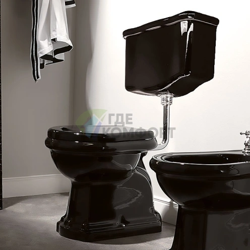 Подвесной бачок для унитаза KERASAN Retro 1010/1011, черный глянец (108204 nero) - фото 1