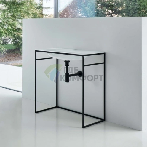 Раковина BETTE LUX SHAPE на каркас 100x495x9 см белая без отверстия под смеситель и перелива с черной рамой (Q012-815) - фото 1