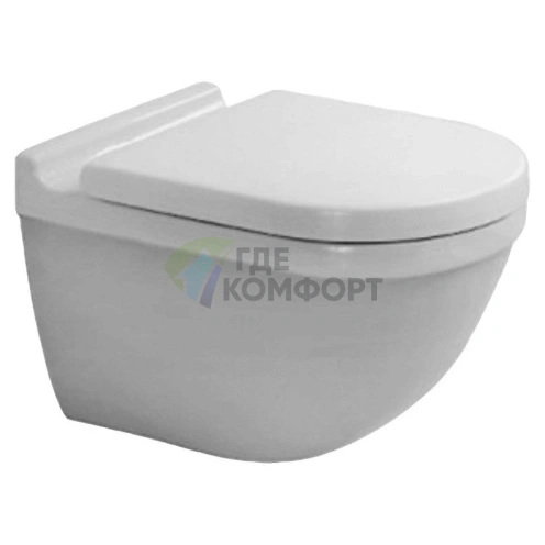 Подвесной унитаз Duravit Starck 3 с антигрязевым покрытием SanitaryGlaze (22250900001) - фото 1