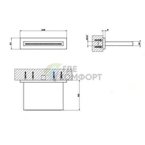 Настенный каскадный излив для душа Gessi Rettangolo, шлифованная сталь (управление не в комплекте) (20293#239) - фото 2