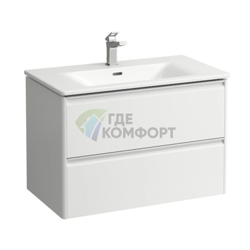 Комплект мебели с раковиной Slim LAUFEN Palace 80 см, 2 ящика, белый глянцевый, подвесной (8.6070.5.261.104.1) - фото 1