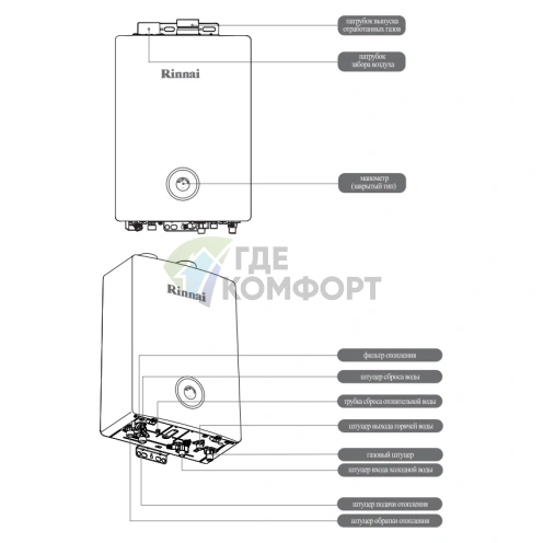 Газовый настенный котел Rinnai BR-K16 (RB 137 КMF) 15-1 кВт - фото 4