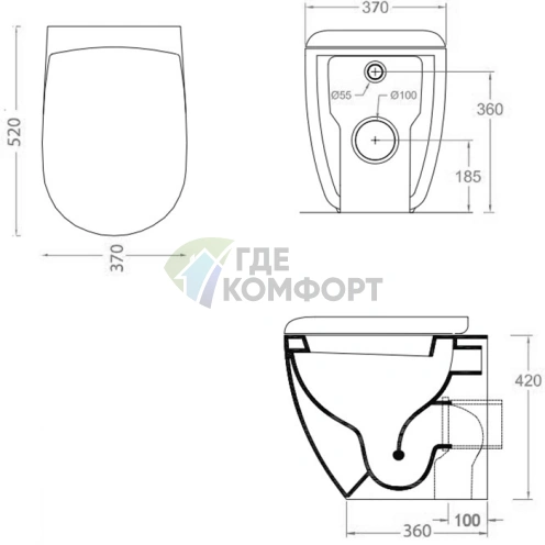 Унитаз напольный приставной ARTCERAM FILE 2.0 360x520 мм с крепежом, цвет Zync yellow (FLV002 12 00) - фото 2