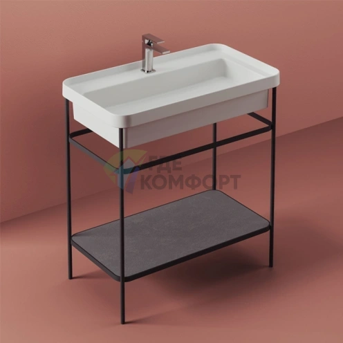 Напольная металлическая раковина Artceram Fuori Scala 40x77 см, черный матовый/белый матовый (TFL035 05 00 *1) - фото 1