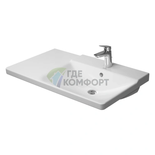 Раковина Duravit P3 Comforts для мебели ассиметричный с перел с 3 отв под смеситель вкл заглушку для перелива хром - фото 1