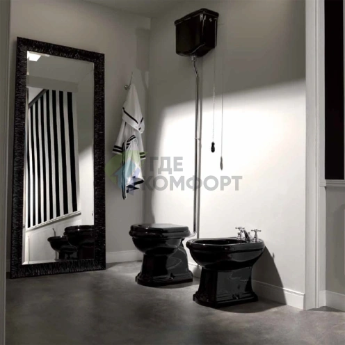 Подвесной бачок для унитаза KERASAN Retro 1011/1010, черный глянцевый (108004 nero) - фото 1