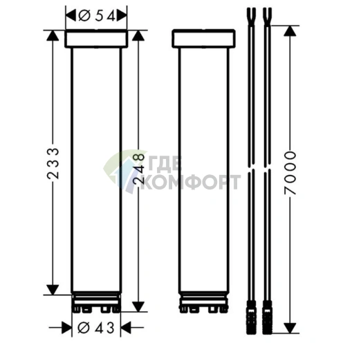 Удлинение потолочное ShowerHeaven 1200/300 с 4 форсунками, хром (13603000) - фото 2