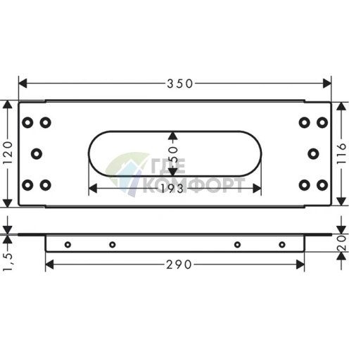 Монтажная панель HG sBox для установки на плитку из нержавеющей стали (28016000) - фото 2
