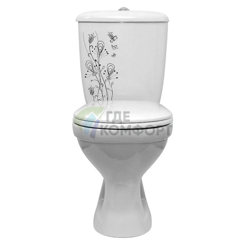 Унитаз-компакт «Суперкомпакт» с декором цветы от Оскольской керамики - фото 1