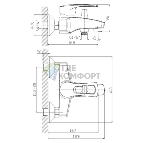 Смеситель для ванны с душем Rossinka T T40-31 - фото 2