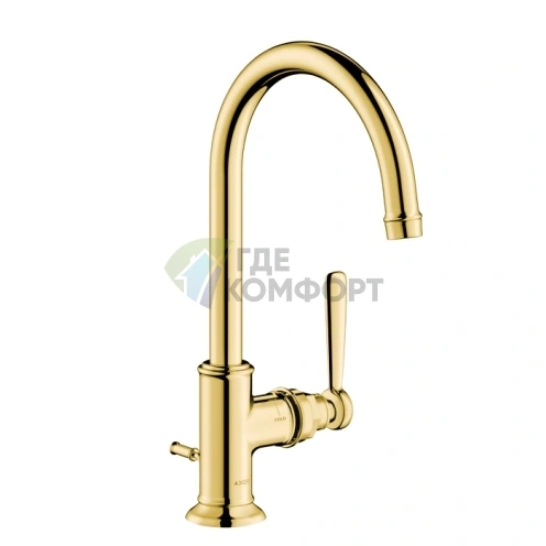 Смеситель для раковины AX Montreux с изливом 175 мм и сливным гарнитуром в полированном золоте (16517990) - фото 1