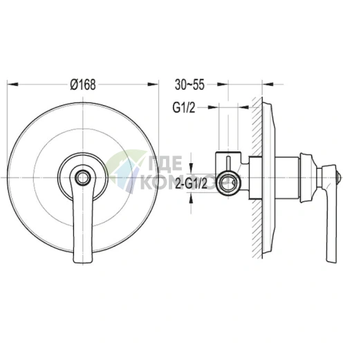 Смеситель для душа Cezares Liberty со скрытым монтажом и внутренней частью - фото 2