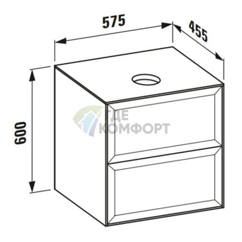 База под раковину LAUFEN New Classic, 580x450x600 мм, 2 ящика, серый (для раковин 812852, 812853) (4.0600.2.085.627.1) - фото 2