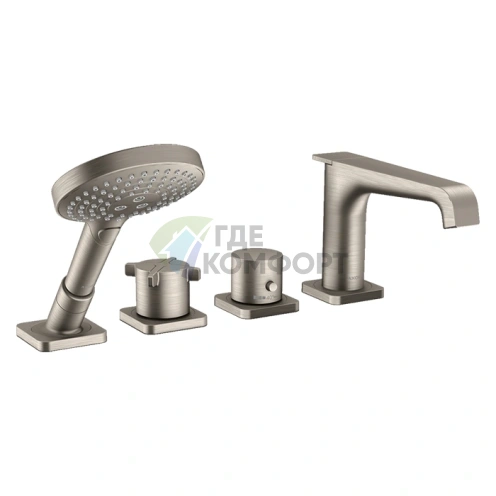 Смеситель для ванны AX Citterio E на 4 отверстия, цвет нержавеющая сталь (36411800) - фото 1