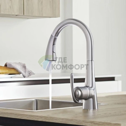 Смеситель Grohe Zedra для кухни с выдвижной лейкой - фото 6