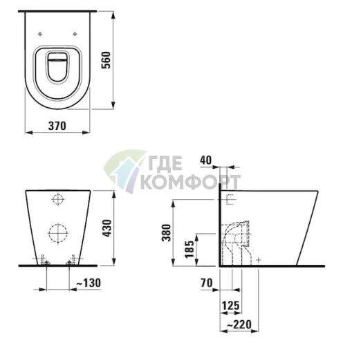 Унитаз приставной Laufen Kartell 8.2333.1.000.000.1 - фото 4
