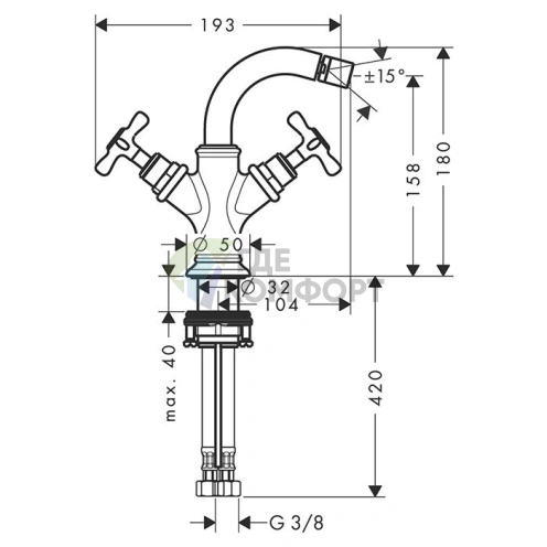 Смеситель для биде Axor Montreux с донным клапаном в шлифованной бронзе (16520140) - фото 2