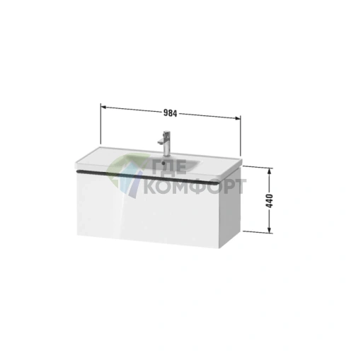 Подвесная тумбочка Duravit D-Neo с 1 ящиком, белый высокоглянцевый (DE425602222) - фото 2