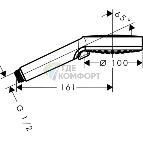 Ручной душ HG Crometta Vario: 2 режима струи Rain и IntenseRain, белый/хром (26336400) - фото 2