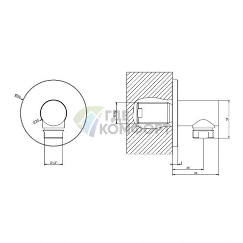 Настенный вывод воды GESSI Finox Brushed Nickel (63469#149) - фото 2