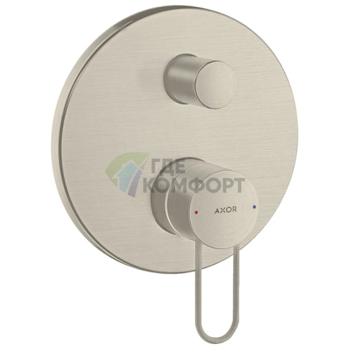 Встраиваемый смеситель для ванны AX Uno однорычажный с защитой от обратного потока, цвет шлифованный никель (38428820) - фото 1
