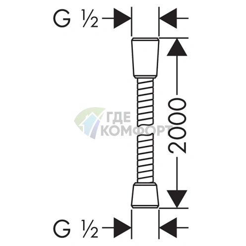 Усиленный душевой шланг HG Sensoflex 2 м, хром (28134000) - фото 2