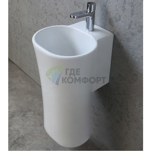 Подвесная раковина Azzurra Nativo 35x37x62 см, белая, с креплением и отверстием под смеситель - фото 5