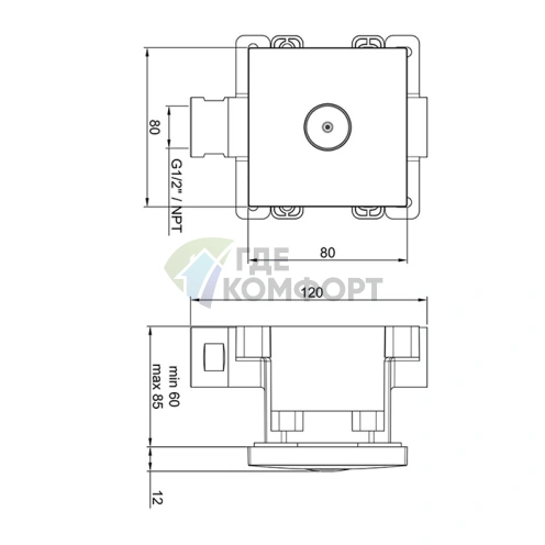 Форсунка для душа Almar MIST BODY JET SQUARE встраиваемая, хром (E044261.CR) - фото 2