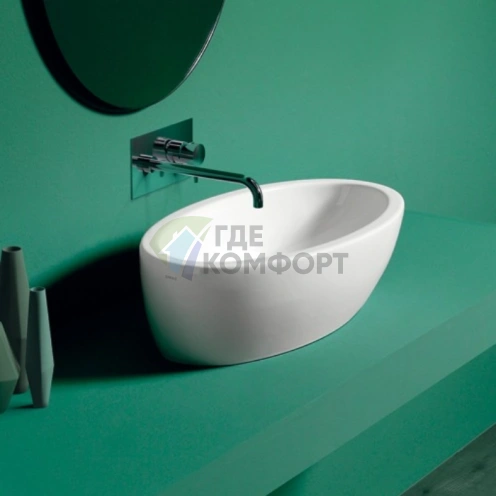 Накладная раковина Simas Lft Spazio 63 см без отверстия под смеситель, белая - фото 1