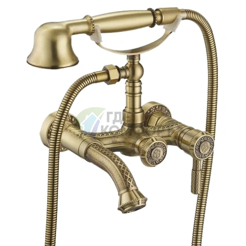 Смеситель Zorg Antic A 200W-BR для ванны с душем, настенный, бронза - фото 1