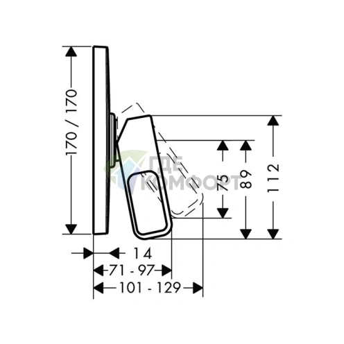 Встраиваемый однорычажный смеситель для душа AX Urquiola (хром) (11625000) - фото 2