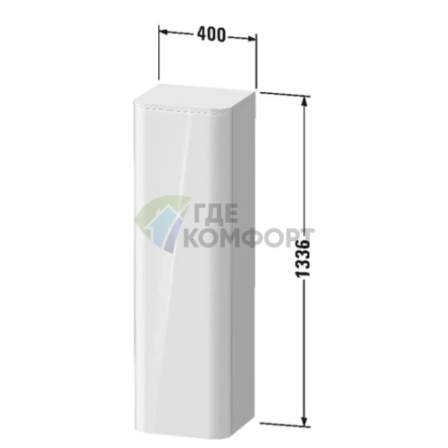 Пенал подвесной Duravit Happy D.2 Plus 1330 мм (3 стеклянные полки, петли слева, без столешницы, цвет Скандинавский белый) (HP1261L3939) - фото 2