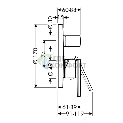 Смеситель для ванны AX Citterio в цвете сталь (39455800) - фото 2