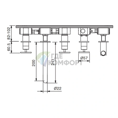 Комплект внутренностей смесителя для ванны Fantini 1/2 дюйма (47 00 P019A) - фото 2