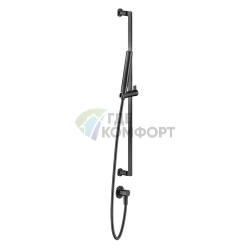 GESSI INCISO: Душевая штанга с лейкой и настенным выводом воды в цвете Nero XL (58142#299) - фото 1