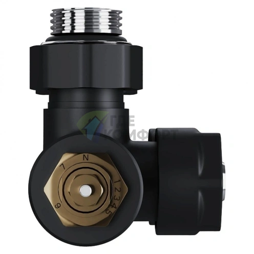 Узел нижнего подключения термостатический угловой Royal Thermo Design Pro 15мм М30х1,5 Черный (HC-1646653) - фото 6