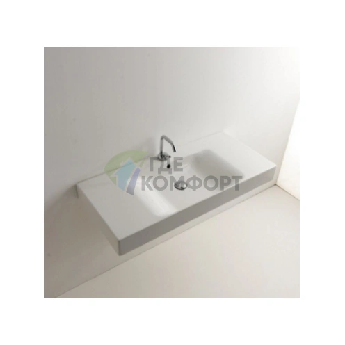 Кухонная мойка KERASAN Cento 100x45 с отверстием под смеситель, белая (355001*1) - фото 2