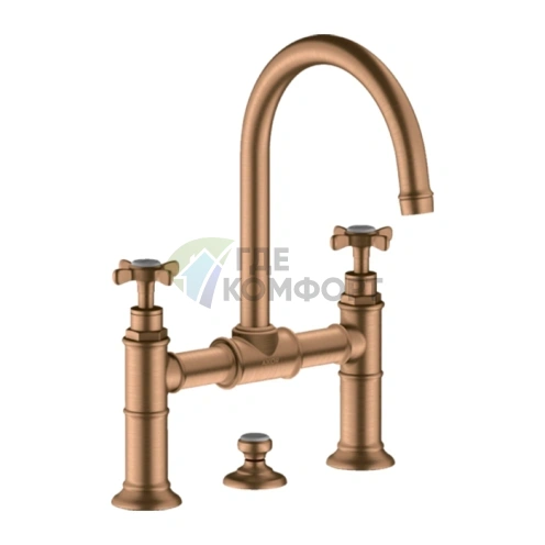 Смеситель для раковины Axor Montreux с двумя ручками и донным клапаном в отделке античная бронза (16510140) - фото 1