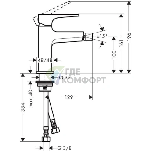 Смеситель Hansgrohe Metropol 74520000 для биде - фото 2