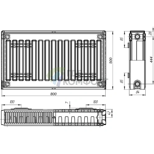 Радиатор стальной панельный Лидея ЛК 21-308 с боковым подключением - фото 5