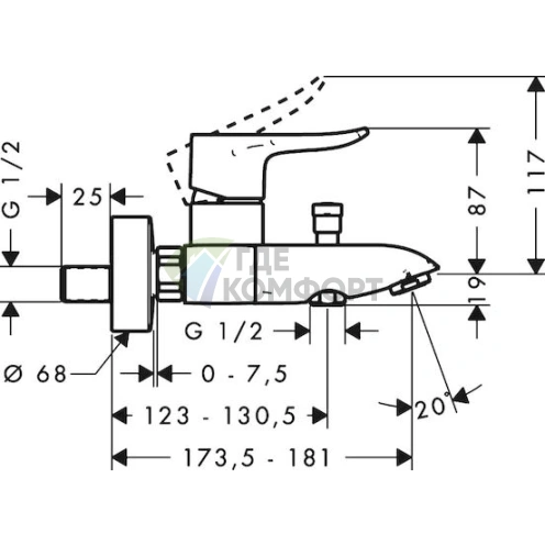 Комплект для ванной Hansgrohe Metris: смеситель для ванны с душем, смеситель для раковины и душевой гарнитур - фото 10