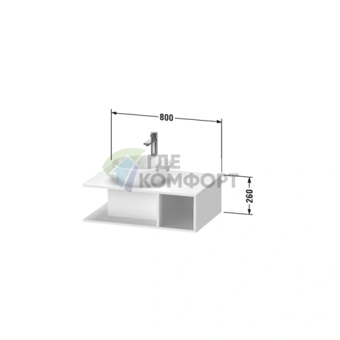 Тумбочка подвесная Duravit D-Neo Compact, 260x800x550 мм, белая высокоглянцевая (DE492802222) - фото 2